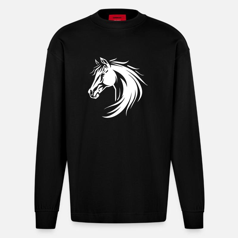 Pferd - Heavyweight Oversized Organic Langarmshirt Made in EU - SOLID BLACK