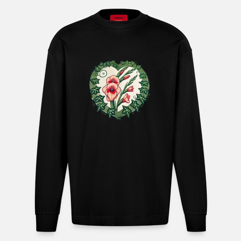 Gladiole - Heavyweight Oversized Organic Langarmshirt Made in EU - SOLID BLACK
