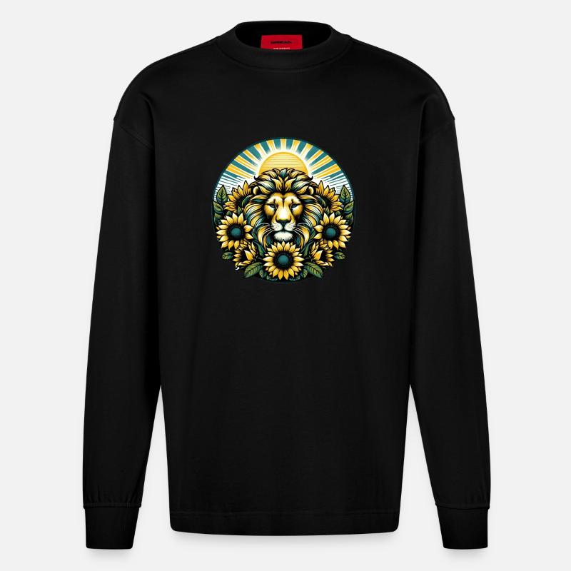 Löwe Löwe - Heavyweight Oversized Organic Langarmshirt Made in EU - SOLID BLACK