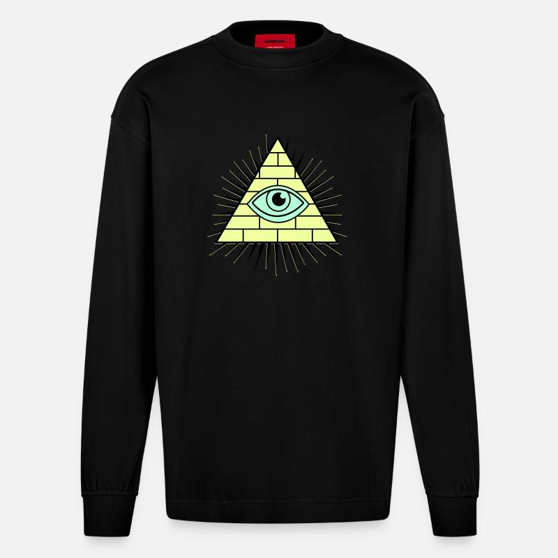 Illuminati Pyramide - Heavyweight Oversized Organic Langarmshirt Made in EU - SOLID BLACK