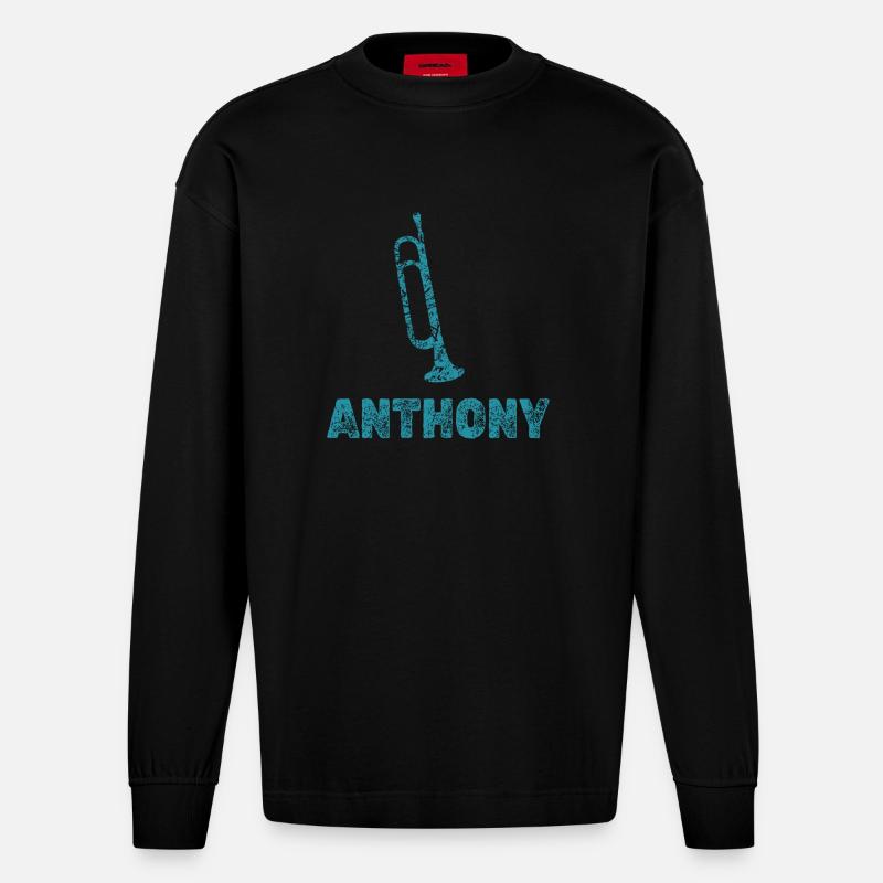 Blasmusik Anthony - Heavyweight Oversized Organic Langarmshirt Made in EU - SOLID BLACK