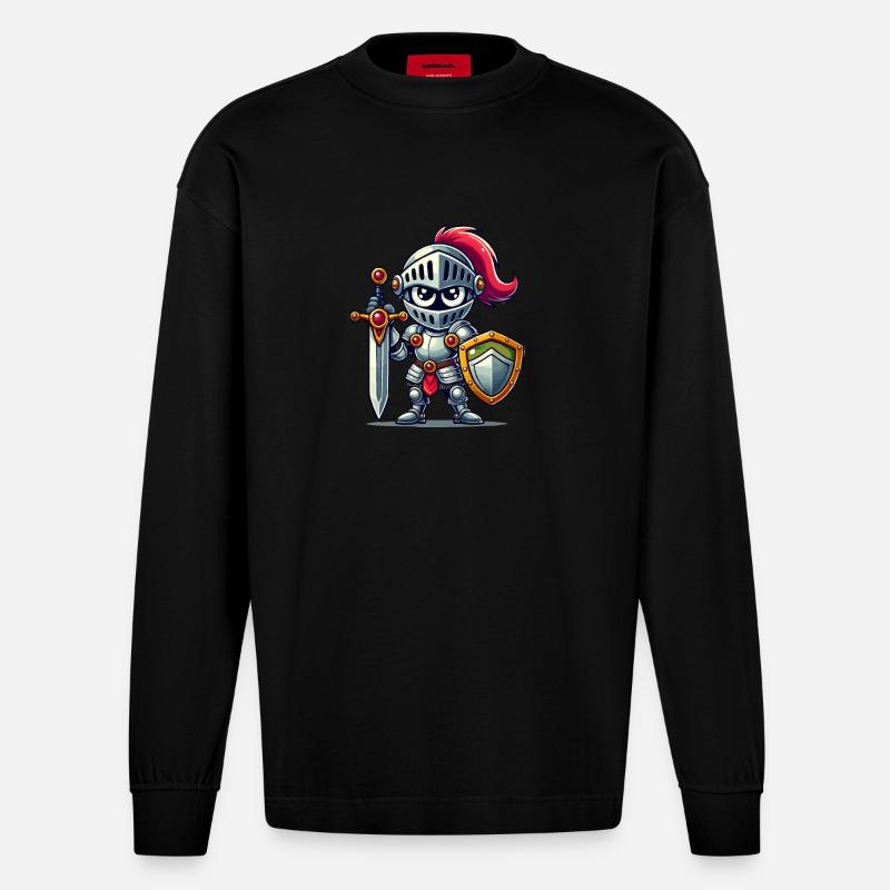 Ritter Comic - Heavyweight Oversized Organic Langarmshirt Made in EU - SOLID BLACK