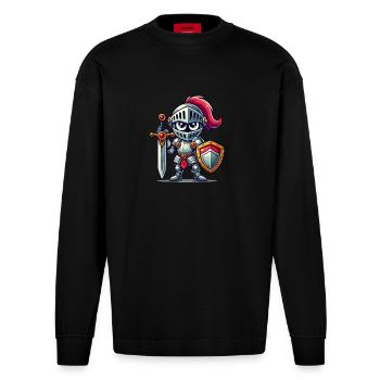 Bande dessinée Knight - Manches longues bio épais oversize fabriqué en UE - SOLID BLACK - Devant