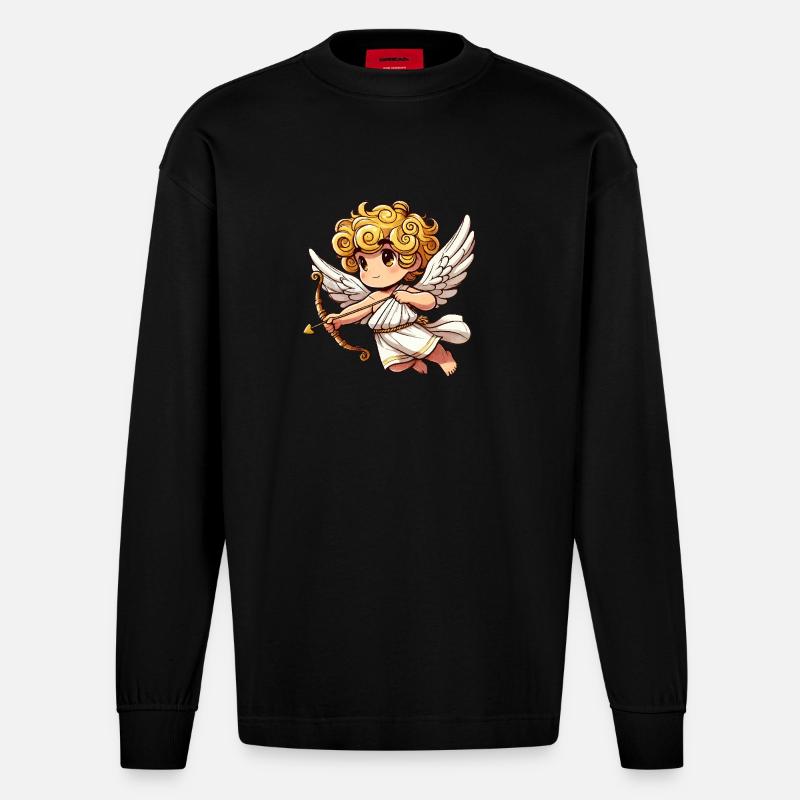 Engel Comic Amor - Heavyweight Oversized Organic Langarmshirt Made in EU - SOLID BLACK