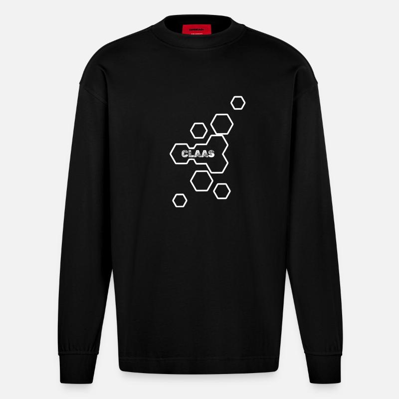 Claas as a name - Heavyweight Oversized Organic Longsleeve Shirt Made in EU - SOLID BLACK