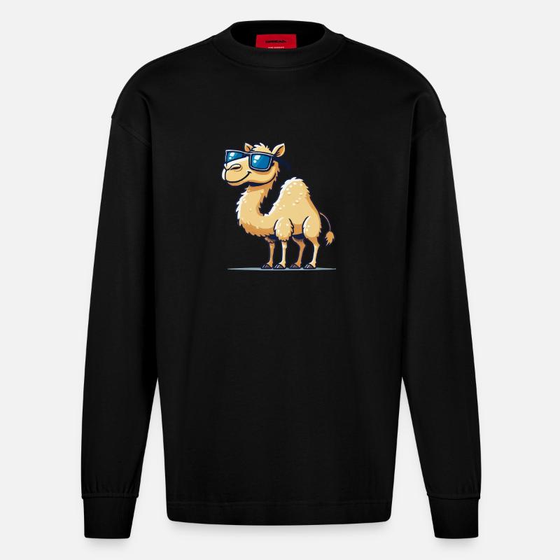 kamel sonnenbrille - Heavyweight Oversized Organic Langarmshirt Made in EU - SOLID BLACK