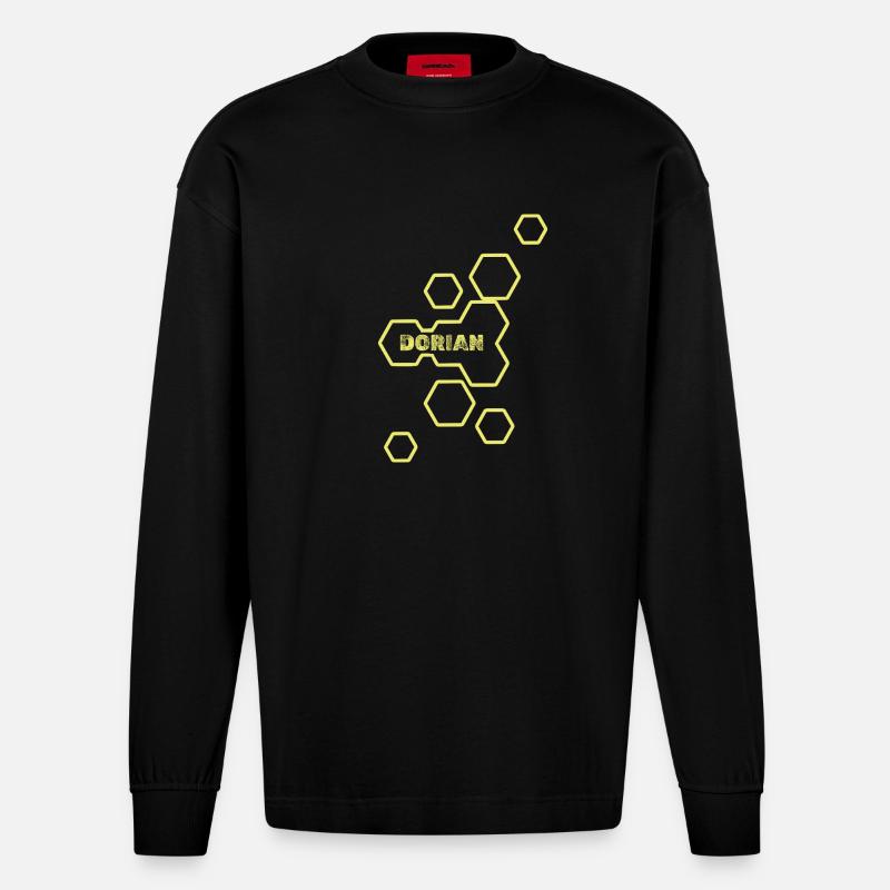 Dorian als Name - Heavyweight Oversized Organic Langarmshirt Made in EU - SOLID BLACK
