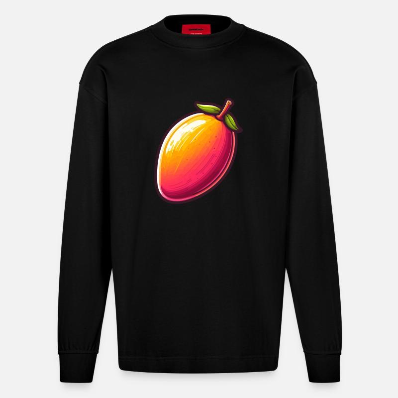Mango große Früchte - Heavyweight Oversized Organic Langarmshirt Made in EU - SOLID BLACK
