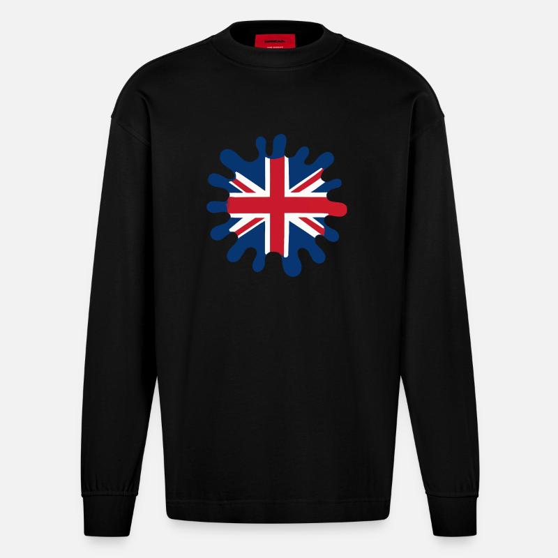 Blobs de drapeau de l’Angleterre - Manches longues bio épais oversize fabriqué en UE - SOLID BLACK