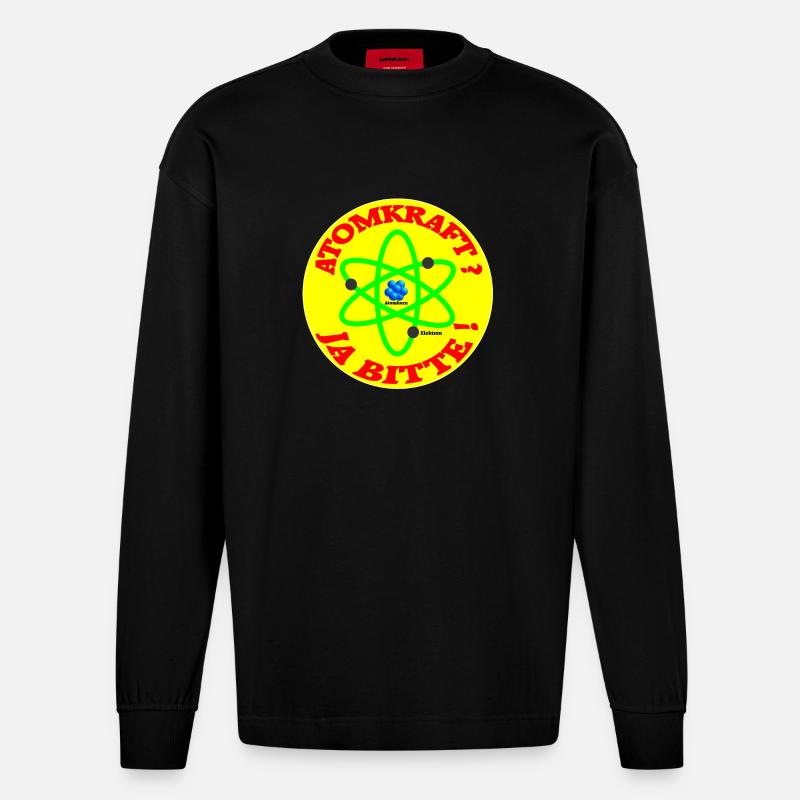 atomkraft ja bitte - Heavyweight Oversized Organic Langarmshirt Made in EU - SOLID BLACK