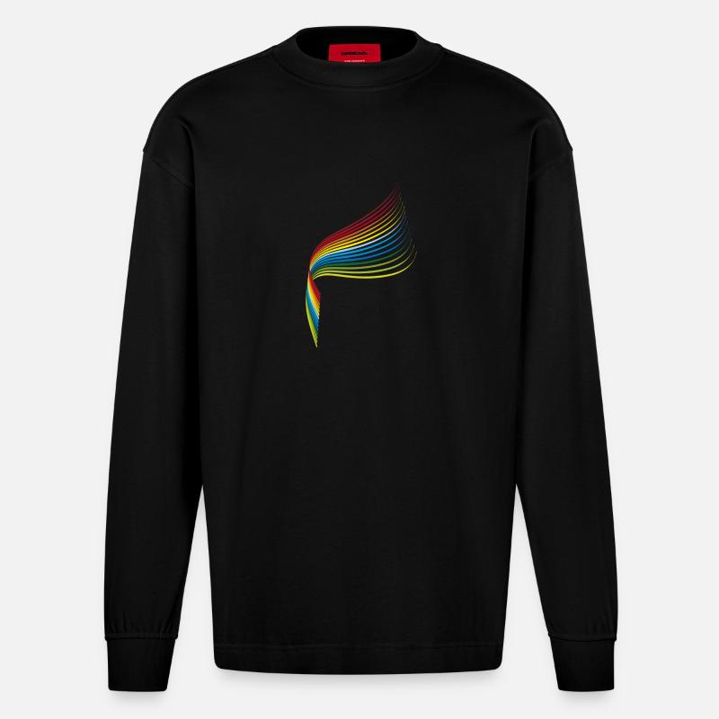 Schweif regenbogen 3 - Heavyweight Oversized Organic Langarmshirt Made in EU - SOLID BLACK