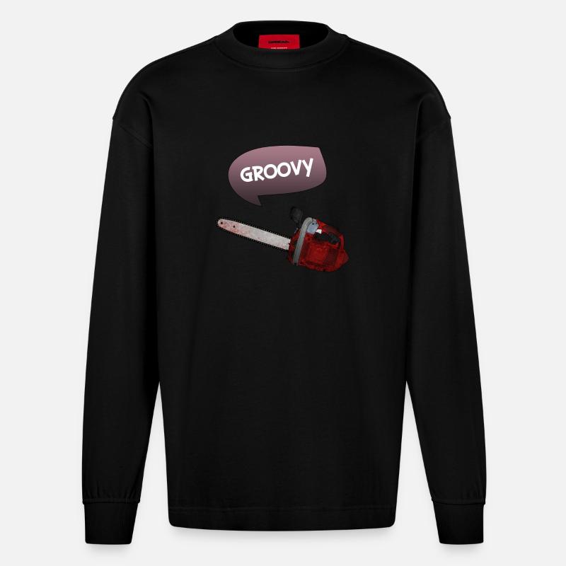 Evil dead - Groovy chains - Heavyweight Oversized Organic Langarmshirt Made in EU - SOLID BLACK