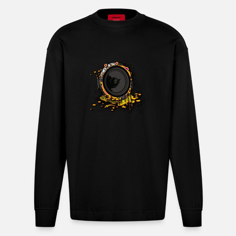 Sprecher-Graffiti 2 DJ - Heavyweight Oversized Organic Langarmshirt Made in EU - SOLID BLACK