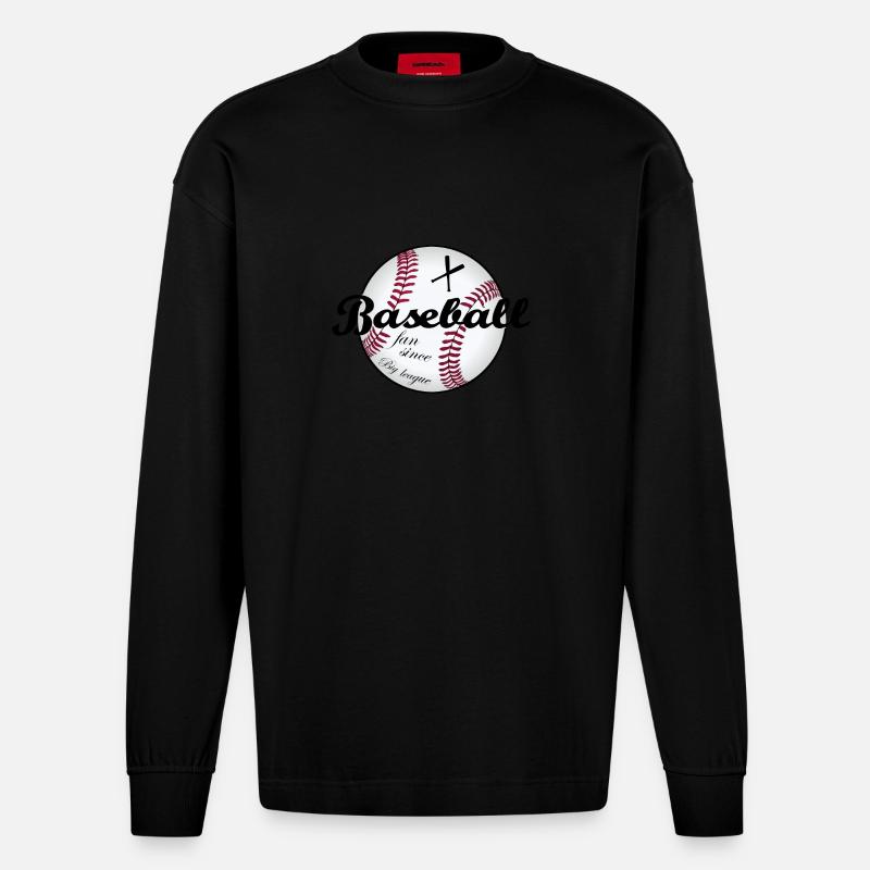 Big League Baseball - Heavyweight Oversized Organic Langarmshirt Made in EU - SOLID BLACK