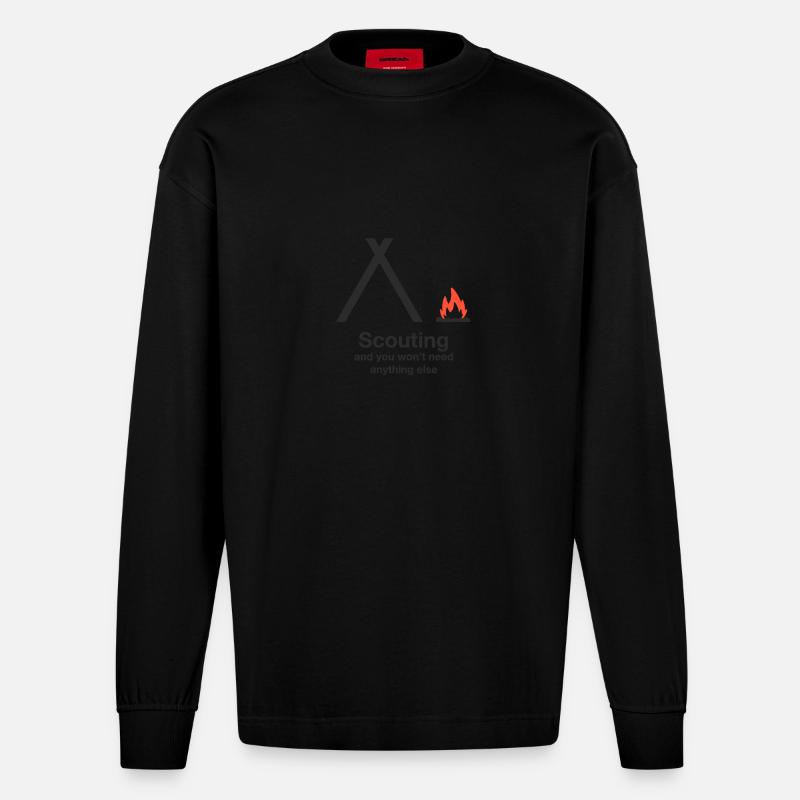 Pfadfindertum - Heavyweight Oversized Organic Langarmshirt Made in EU - SOLID BLACK