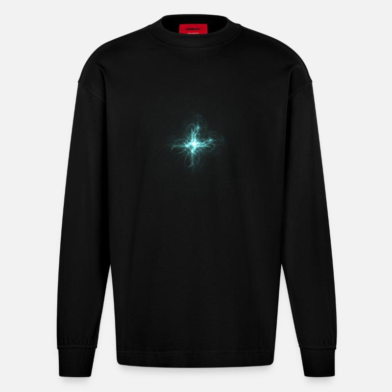 psychedelic - Heavyweight Oversized Organic Langarmshirt Made in EU - SOLID BLACK