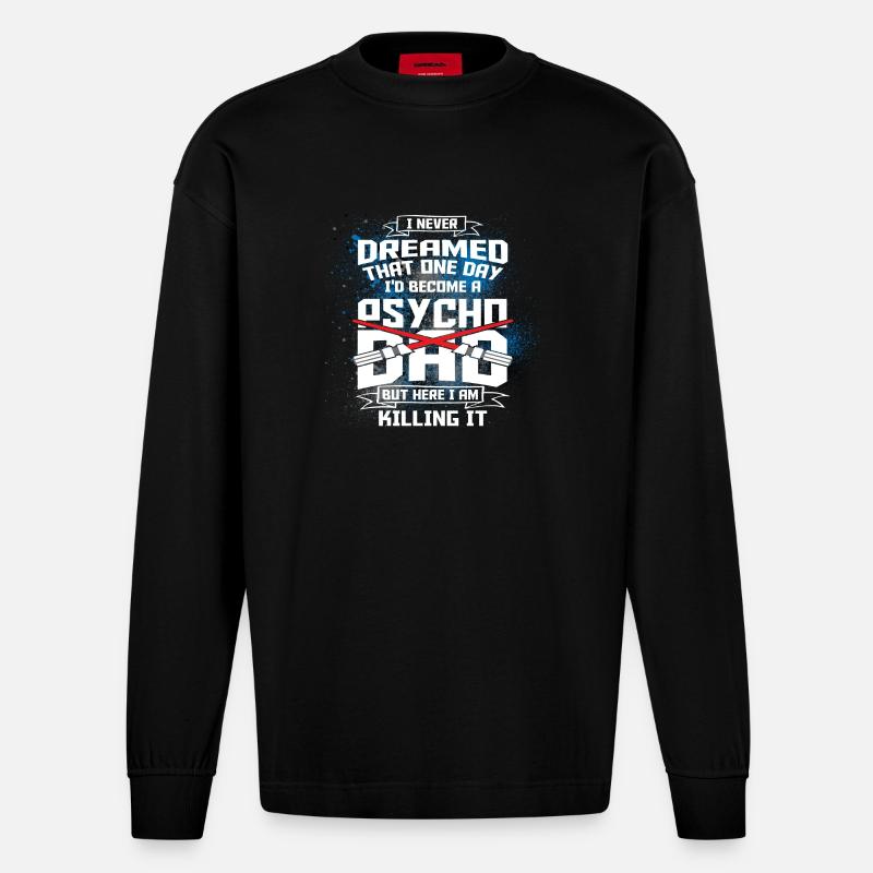 PSYCHO DARTH DAD X2X - Heavyweight Oversized Organic Langarmshirt Made in EU - SOLID BLACK