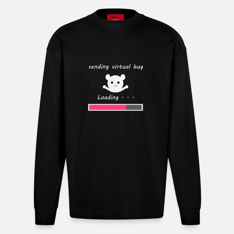Sende virtuelle Umarmung - Heavyweight Oversized Organic Langarmshirt Made in EU - SOLID BLACK