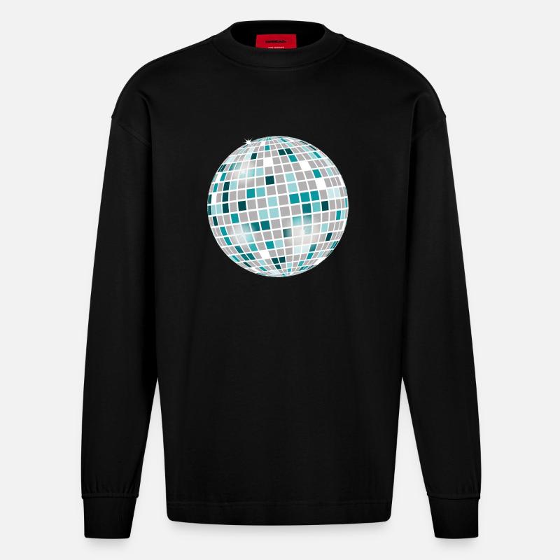 Diskokugel - Heavyweight Oversized Organic Langarmshirt Made in EU - SOLID BLACK