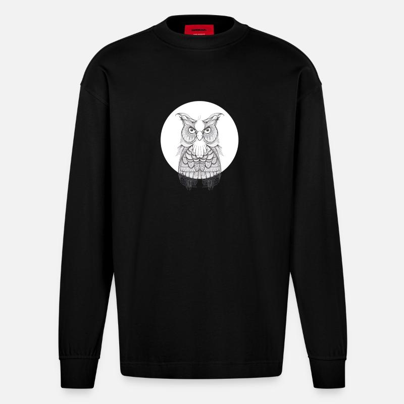 Eule - Heavyweight Oversized Organic Langarmshirt Made in EU - SOLID BLACK