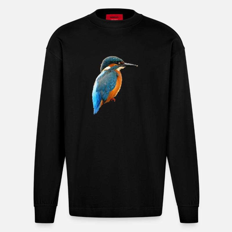 oiseau - Manches longues bio épais oversize fabriqué en UE - SOLID BLACK