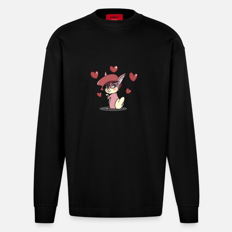 rabbit45 - Manches longues bio épais oversize fabriqué en UE - SOLID BLACK