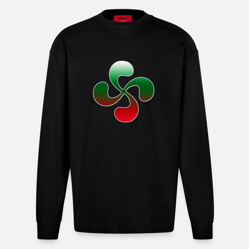 Croix Basque design 101 - Manches longues bio épais oversize fabriqué en UE - SOLID BLACK