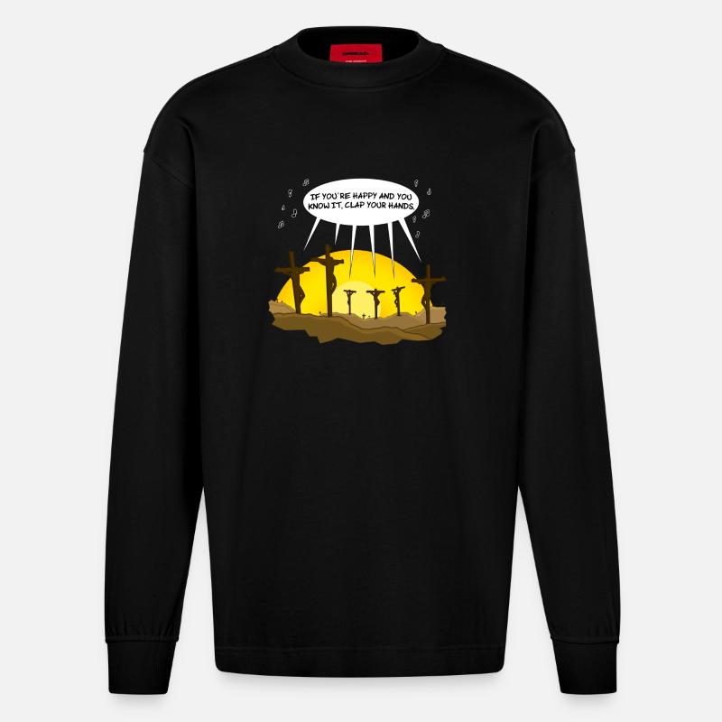 Clap Your Hands - Manches longues bio épais oversize fabriqué en UE - SOLID BLACK