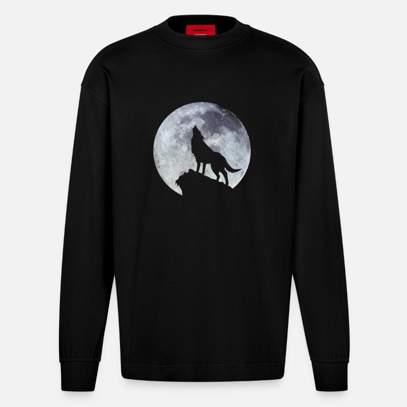 wolf - Heavyweight Oversized Organic Langarmshirt Made in EU - SOLID BLACK