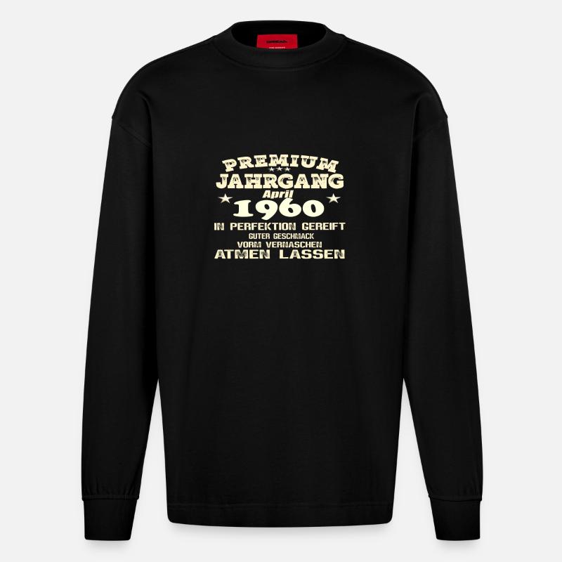 1960 - In Perfektion gereift - Heavyweight Oversized Organic Langarmshirt Made in EU - SOLID BLACK