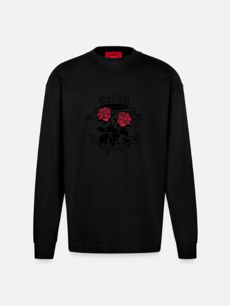 There is no rose.. - Heavyweight Oversized Organic Longsleeve Shirt Made in EU - SOLID BLACK