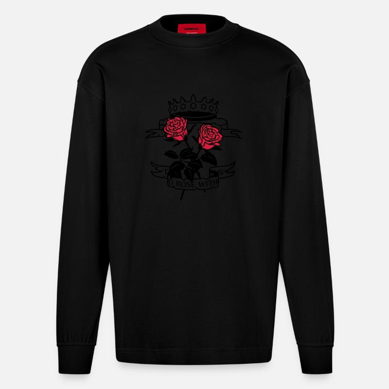 There is no rose.. - Heavyweight Oversized Organic Langarmshirt Made in EU - SOLID BLACK