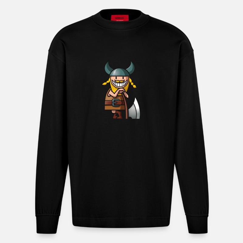 vl085c_wikinger_4c - Heavyweight Oversized Organic Langarmshirt Made in EU - SOLID BLACK