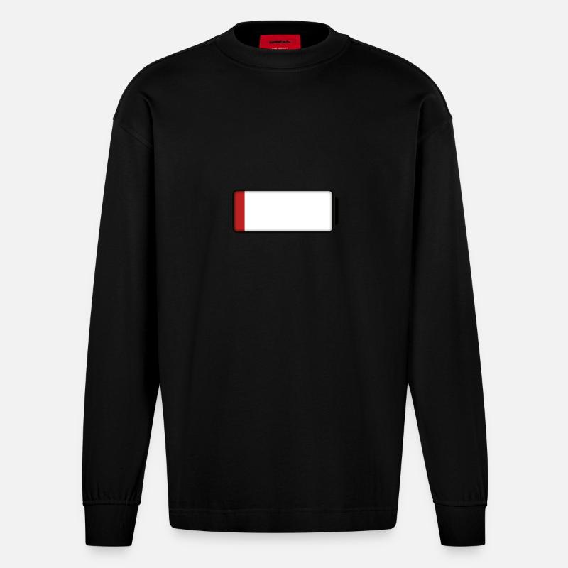 Battery (low / empty - 10%) - Heavyweight Oversized Organic Langarmshirt Made in EU - SOLID BLACK
