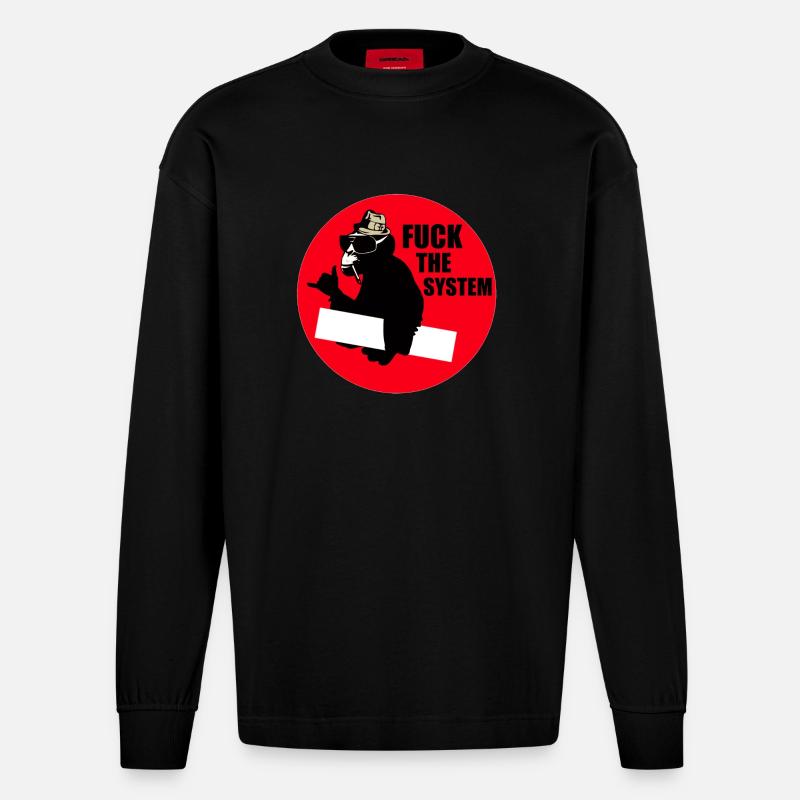 baiser le système - Manches longues bio épais oversize fabriqué en UE - SOLID BLACK