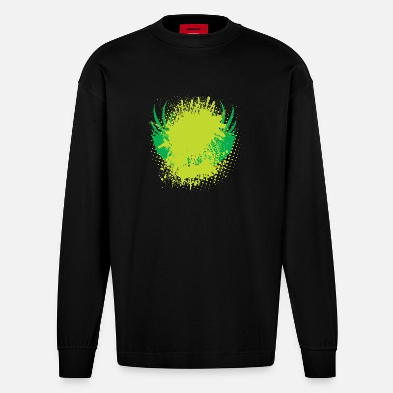 Vector background de - Heavyweight Oversized Organic Langarmshirt Made in EU - SOLID BLACK