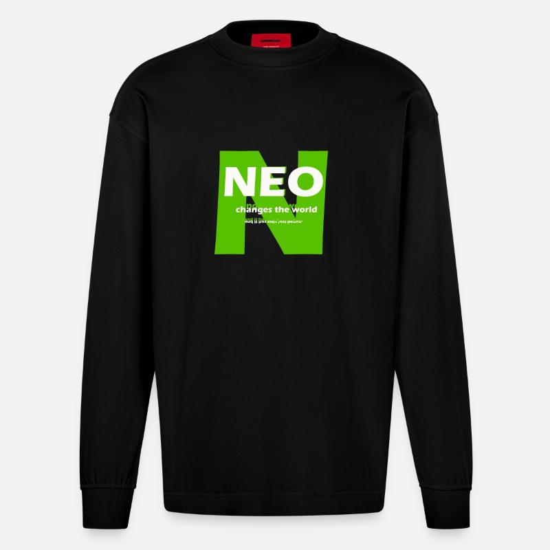 Neo changes the world - Heavyweight Oversized Organic Langarmshirt Made in EU - SOLID BLACK
