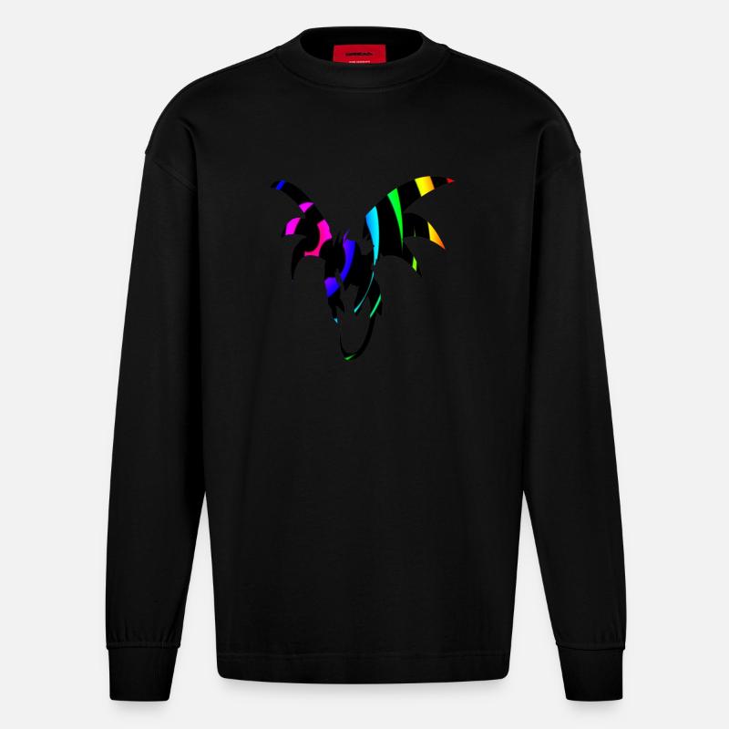 Drachenschleife Dragon Loop - Heavyweight Oversized Organic Langarmshirt Made in EU - SOLID BLACK