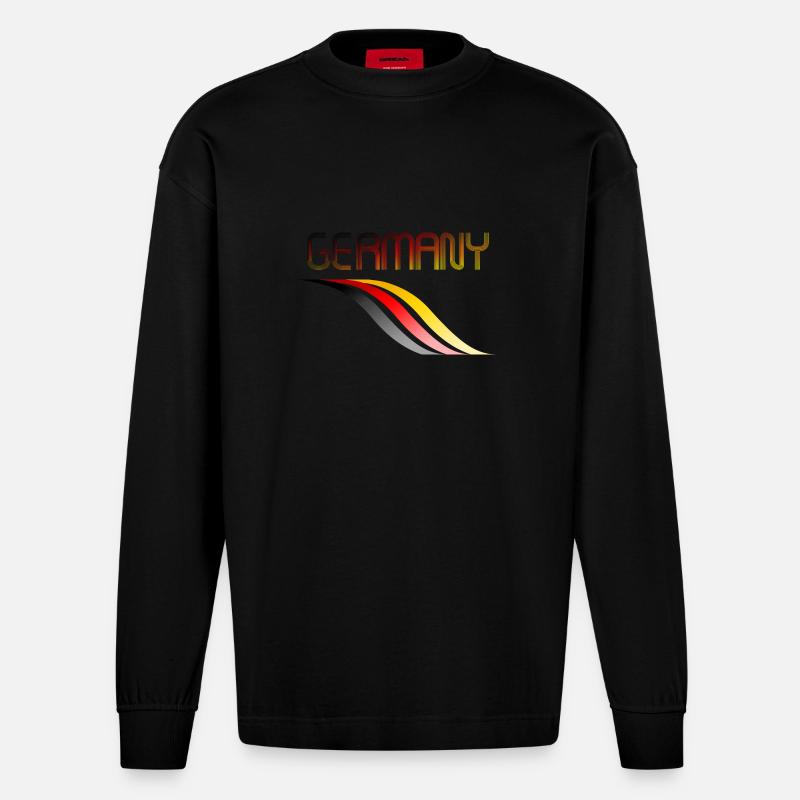 Germany 2 - Heavyweight Oversized Organic Langarmshirt Made in EU - SOLID BLACK
