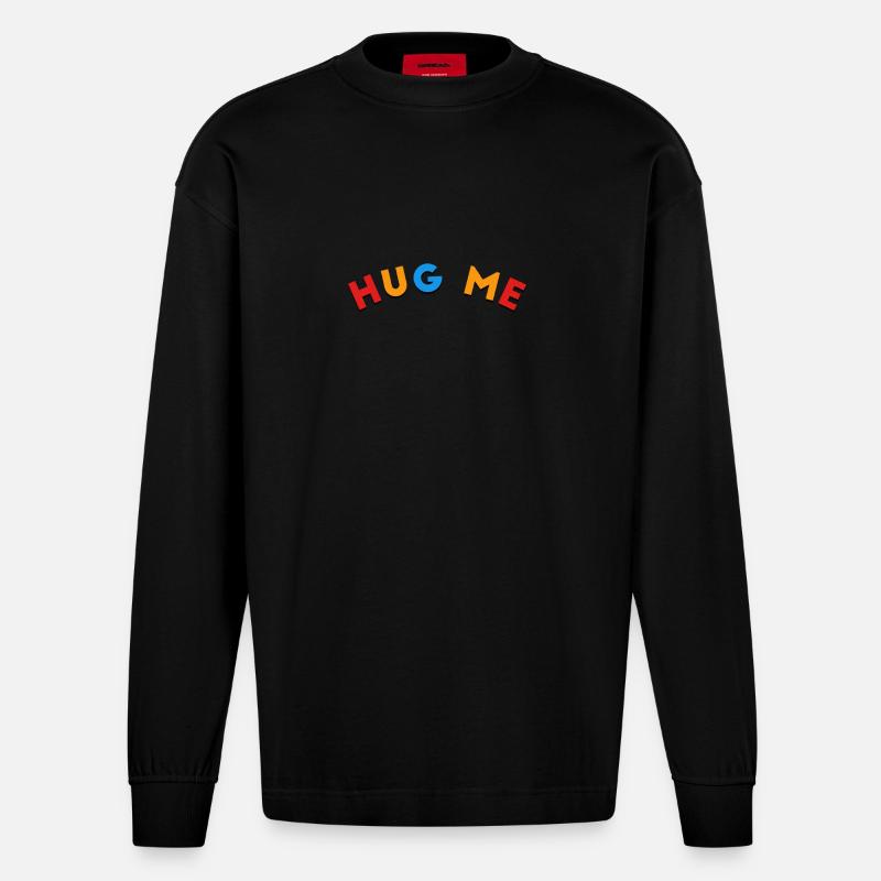 hug me - Heavyweight Oversized Organic Langarmshirt Made in EU - SOLID BLACK