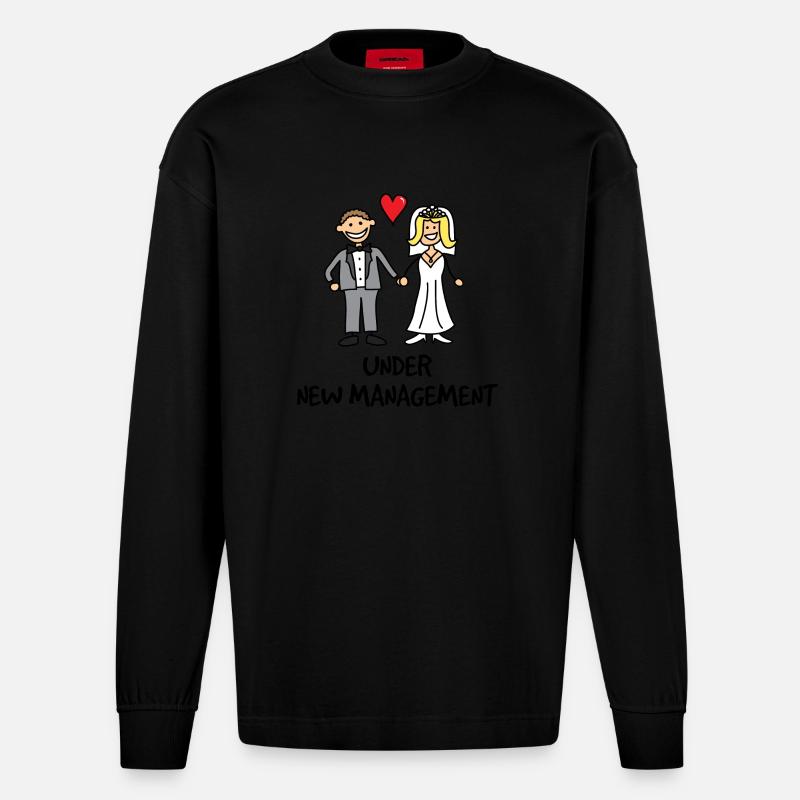 Wedding - Under New Management - Heavyweight Oversized Organic Langarmshirt Made in EU - SOLID BLACK