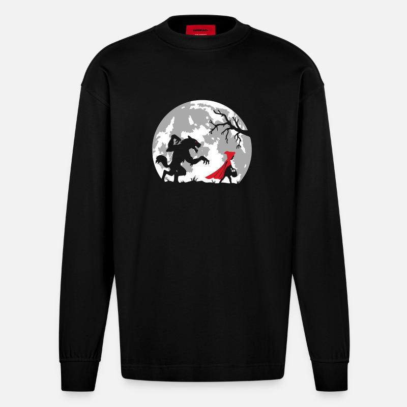 Die Rotkäppchen - Heavyweight Oversized Organic Langarmshirt Made in EU - SOLID BLACK