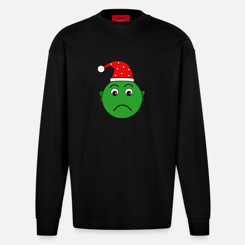 Noch ein Weihnachtsmuffel - Heavyweight Oversized Organic Langarmshirt Made in EU - SOLID BLACK