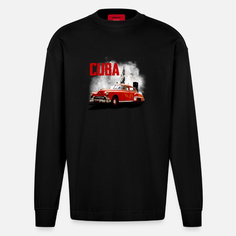 cubancar - Heavyweight Oversized Organic Langarmshirt Made in EU - SOLID BLACK