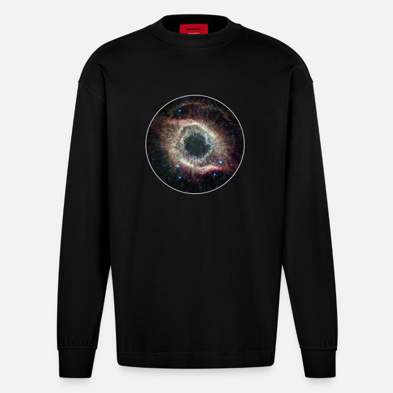 Galaxy - Space - Sterne - Cosmic - Kunst - - Heavyweight Oversized Organic Langarmshirt Made in EU - SOLID BLACK