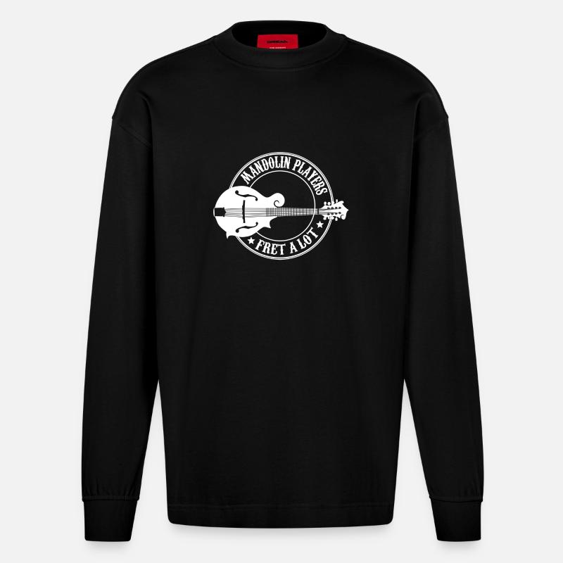 mandolin player - Heavyweight Oversized Organic Longsleeve Shirt Made in EU - SOLID BLACK