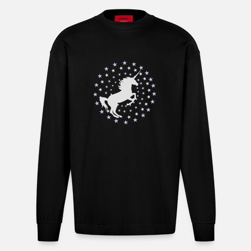 Einhorn - Heavyweight Oversized Organic Langarmshirt Made in EU - SOLID BLACK