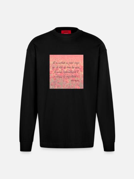Champs de coquelicots - Manches longues bio épais oversize fabriqué en UE - SOLID BLACK