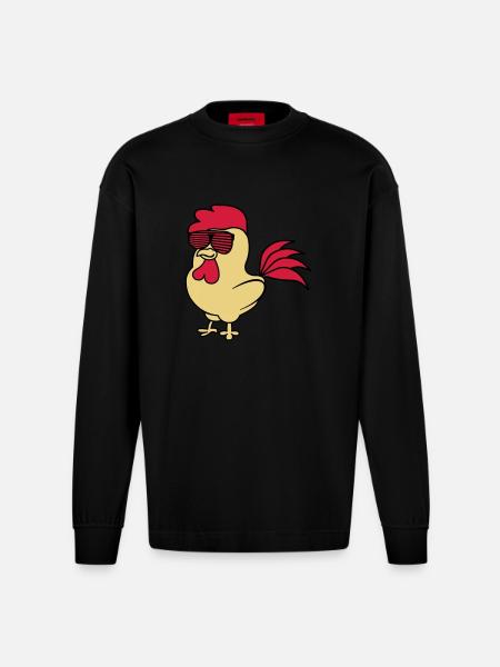 cooler_hahn_02 - Heavyweight Oversized Organic Longsleeve Shirt Made in EU - SOLID BLACK