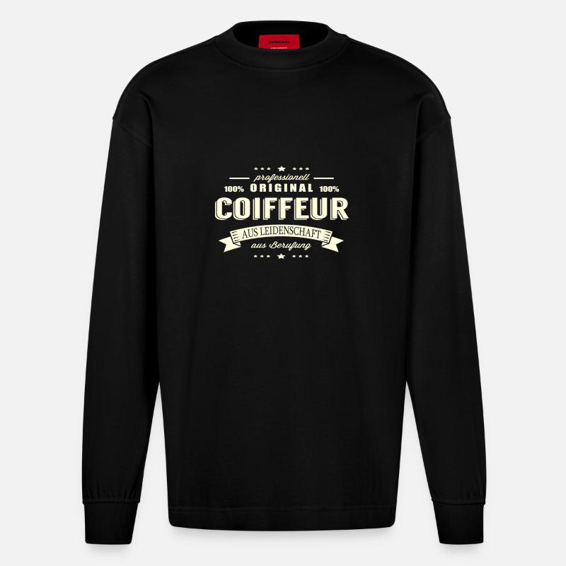 Coiffeur aus Leidenschaft - Heavyweight Oversized Organic Langarmshirt Made in EU - SOLID BLACK
